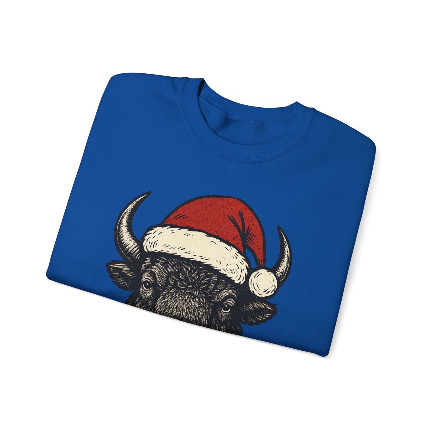Buffalo Santa Crewneck Sweatshirt — Festive Bison Holiday Pullover