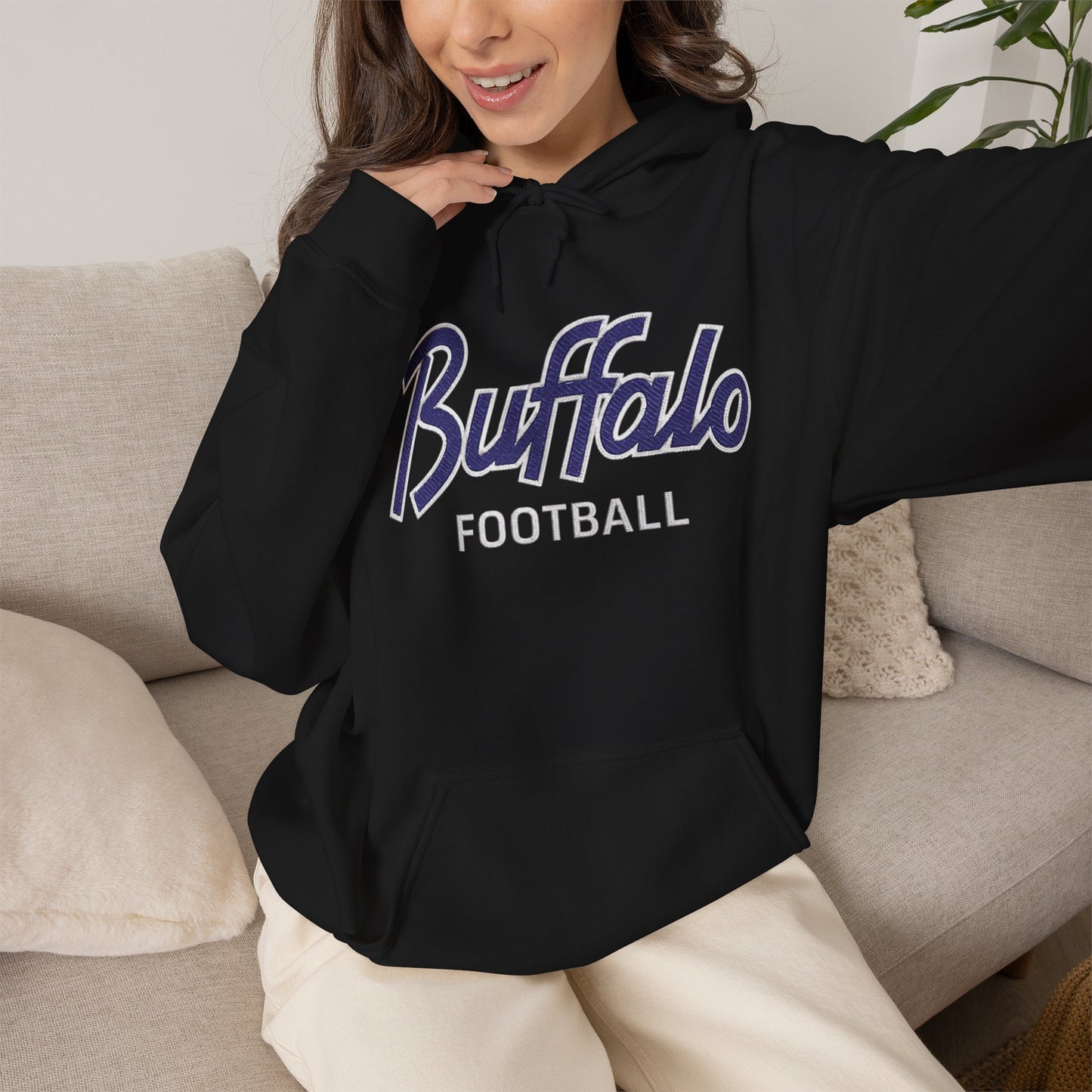 Buffalo Football Nickel City Hoodie | Vintage Embroidered Buffalo Football Hooded Sweatshirt