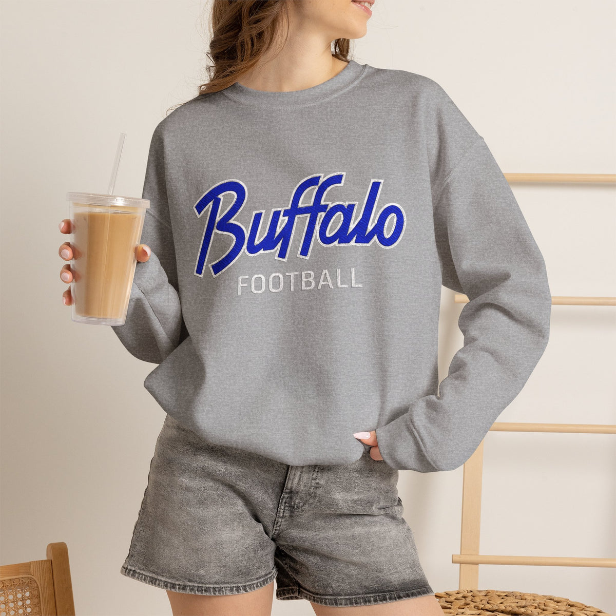 Buffalo Football Nickel City Crewneck Sweatshirt | Vintage Embroidered Buffalo Football Sweatshirt