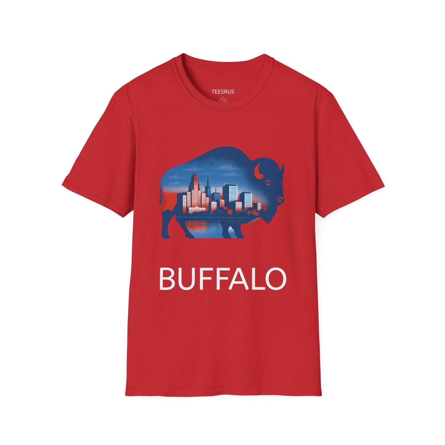 Buffalo NY Skyline Roaming Buffalo T-Shirt, Buffalo NY Skyline Tee, Softstyle Unisex Shirt, Buffalo NY Graphic Tee, Buffalo NY Souvenir