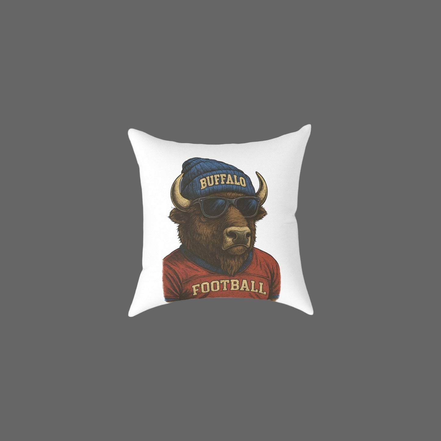 Square Pillow - Buffalo Wearing Buffalo Pillow Design