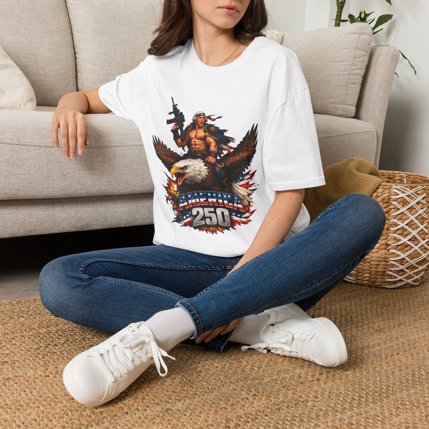 Patriotic Eagle Soldier T‑Shirt — '250' Graphic USA Freedom Tee