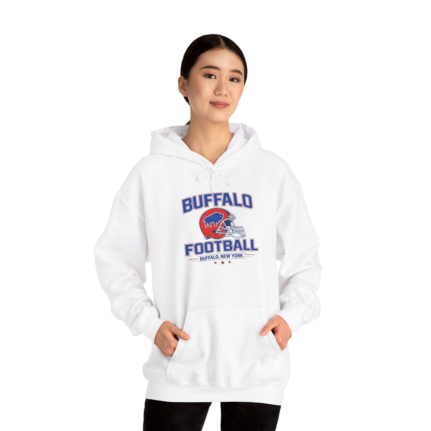 Buffalo Football Hoodie | Vintage Buffalo Helmet Pullover Hoodie | Buffalo NY Fan Apparel