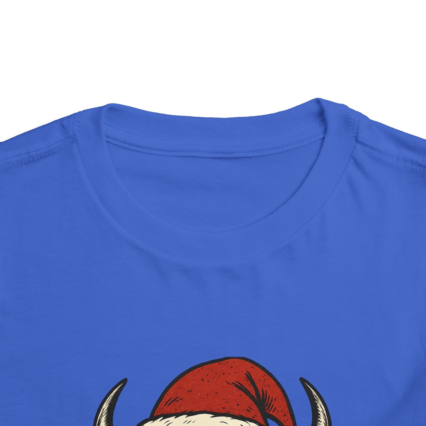 Toddler Tee — Buffalo Head in Santa Hat Christmas Shirt