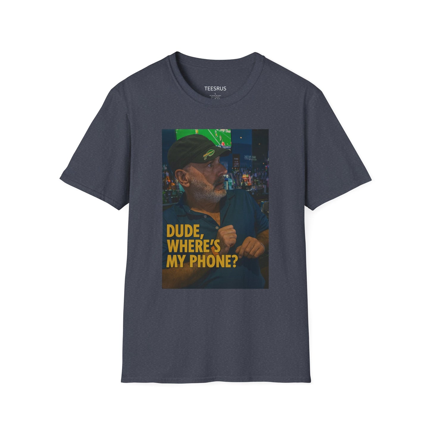 Funny Unisex T-Shirt | "Dude, Where's My Phone?" | Humor Gift, Casual Wear, Everyday Essential, Gag Gift, Party Tee