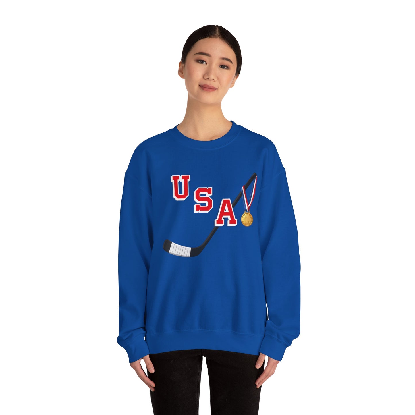 USA Hockey Sweatshirt with Gold Medal Graphic