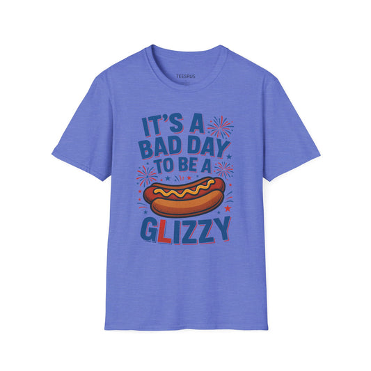 Fourth of July GLIZZY Unisex Softstyle T-Shirt, Patriotic Independence Day Tee, America Flag Shirt, Memorial Day Apparel, Red White Blue