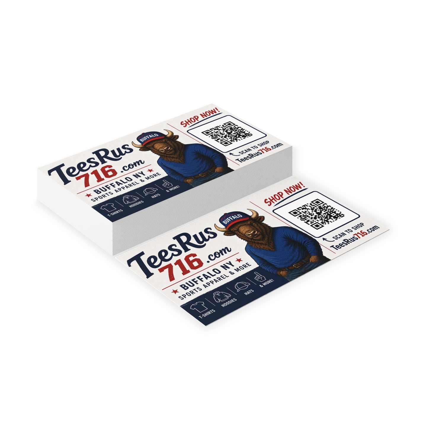Buffalo Mascot Business Cards — TeesRus716 QR Promo Card
