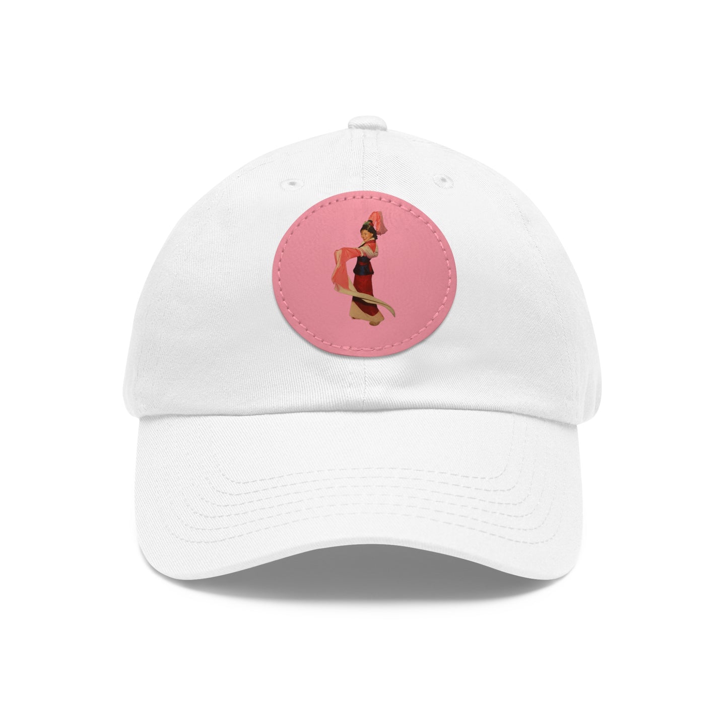 Vintage Pin-Up Leather Patch Dad Hat — Retro Pinup Girl Embroidered Cap