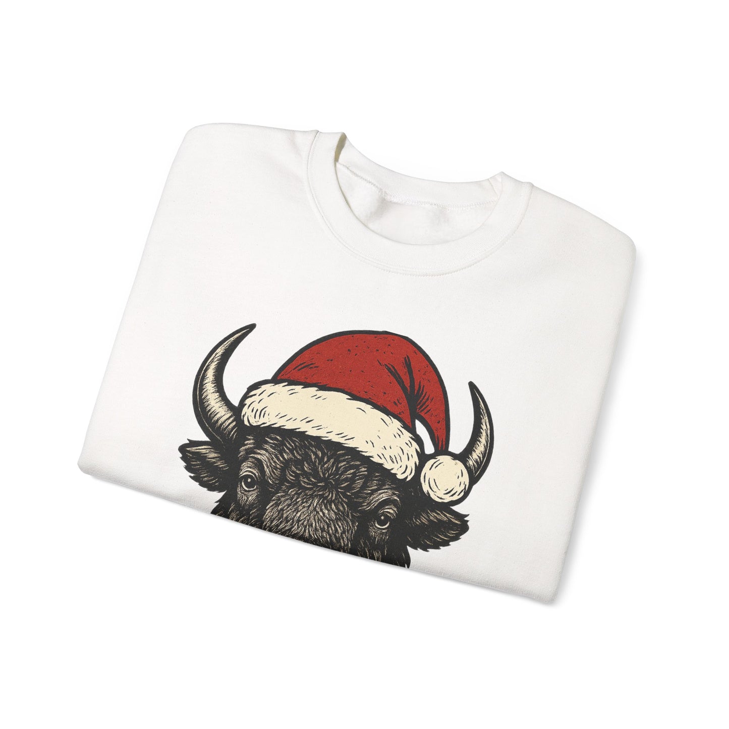 Buffalo Santa Crewneck Sweatshirt — Festive Bison Holiday Pullover