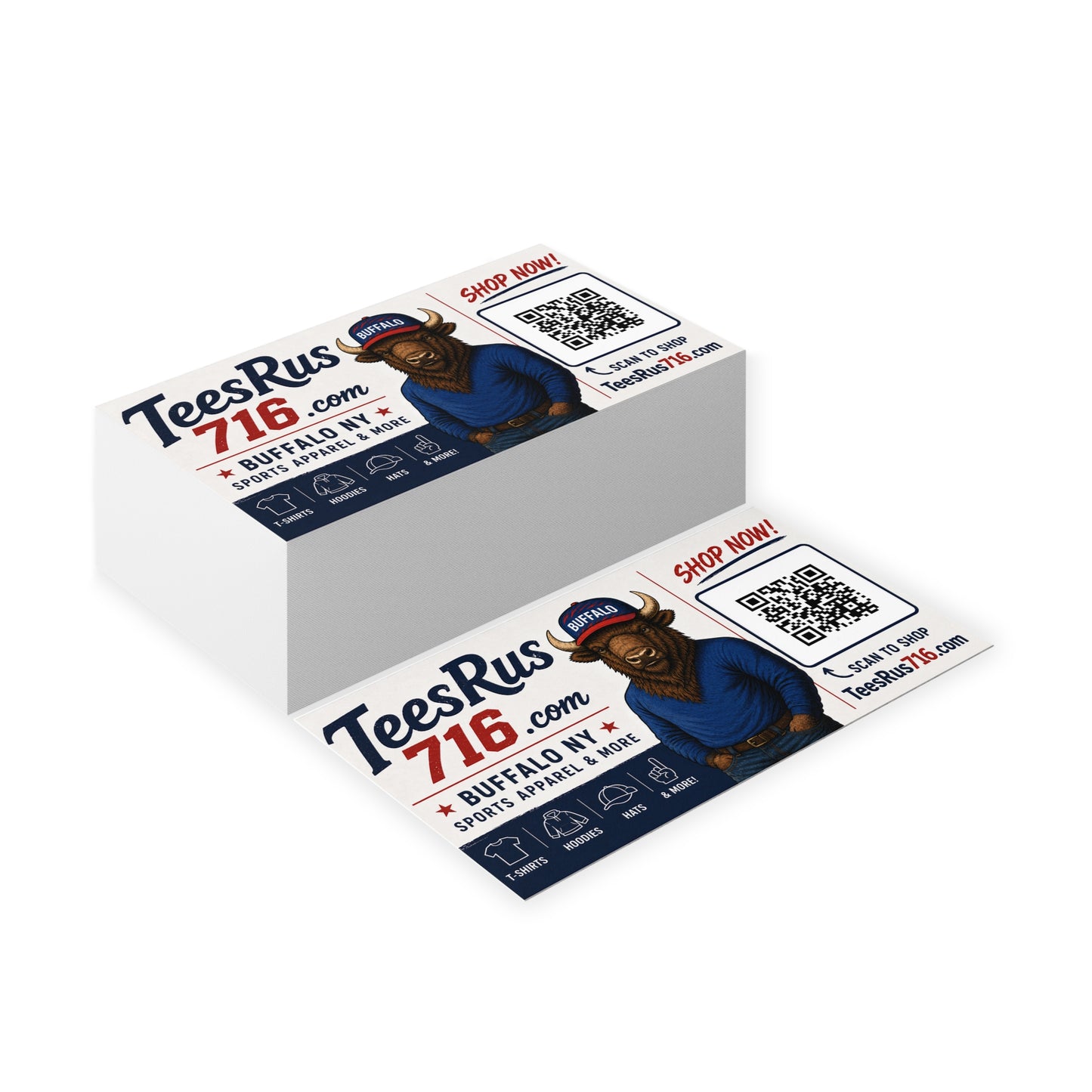 Buffalo Mascot Business Cards — TeesRus716 QR Promo Card